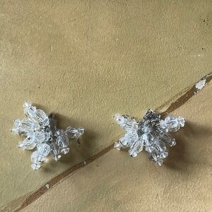 Crystal Snowflake clip on Earrings